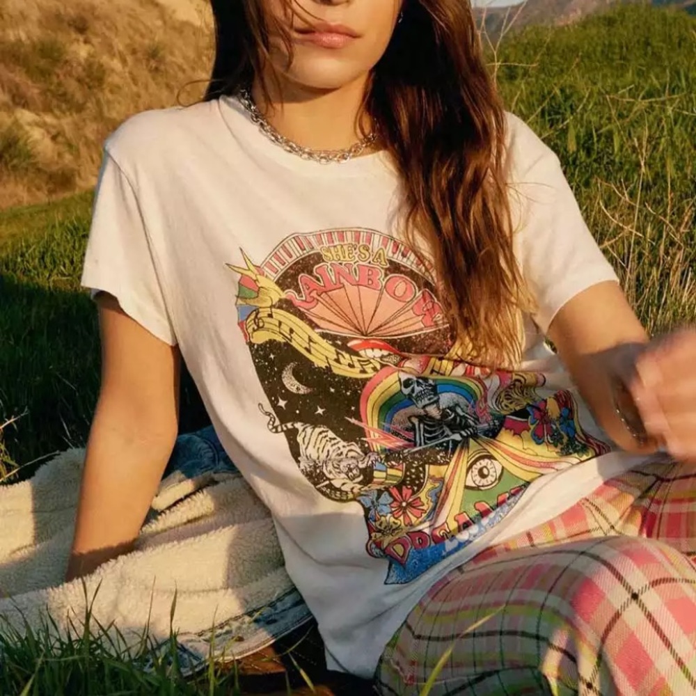 SOLD OUT Boho She’s A Rainbow Dreamland White Graphic Tee - Picture 4 of 8